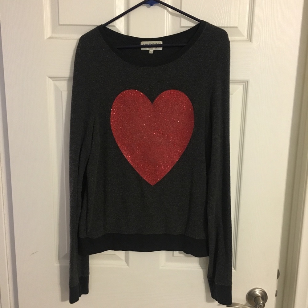 WILDFOX Glitter Heart Sweater